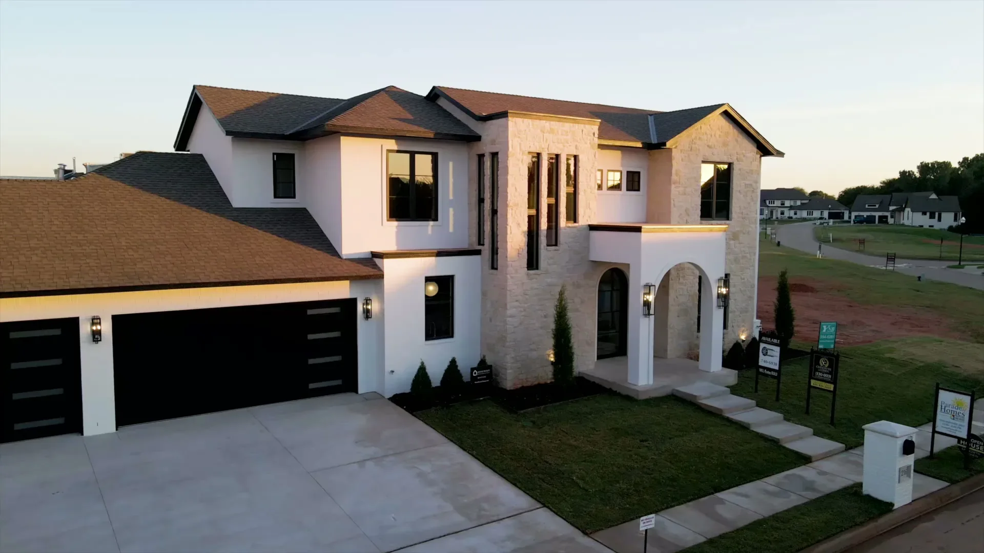 Aerial view of a completed Travis Horton Homes custom home